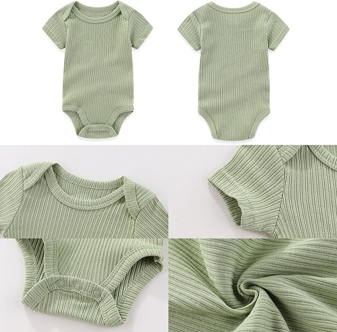 Four Seasons Baby Boy Girl Bodysuits 5-Pack Cotton Comfort Short Sleeve Baby Clothes Soft Infant Outfits