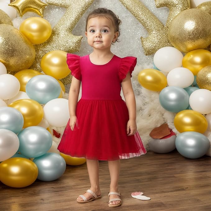 Baby Girl Clothes Infant Ruffle Sleeve Romper Dress Newborn Solid Tutu Skirt Sets Jumpsuit Headband Outfit