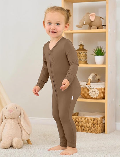 Jimonda Bamboo Baby Boys Romper Fold-Over Footies and Mitten Pajamas Long Sleeve Sleeper Girl Footless Clothes 3-Packs