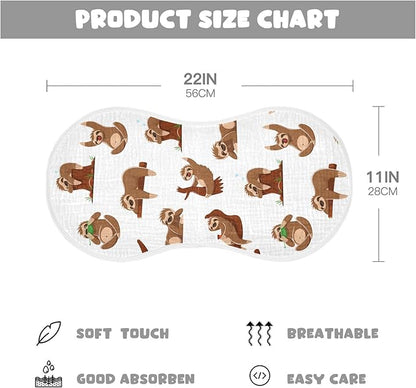 vvfelixl Muslin Burp Cloths Sleeping Sloth Baby Washcloths for Baby Girl Boys 2 Pack