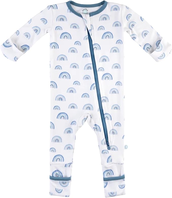 Dreamland Baby Bamboo Viscose Baby Pajamas (0-9 months). Ultra Soft Viscose Sleepers with 2-Way Zipper, Mitten & Foot Cuffs