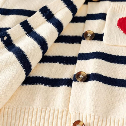 Toddler Baby Girls Cotton Knit Jacquard Sweater Cardigan, Crew Neck Spring Coat Sweater Long Sleeve Clothes Warm Tops