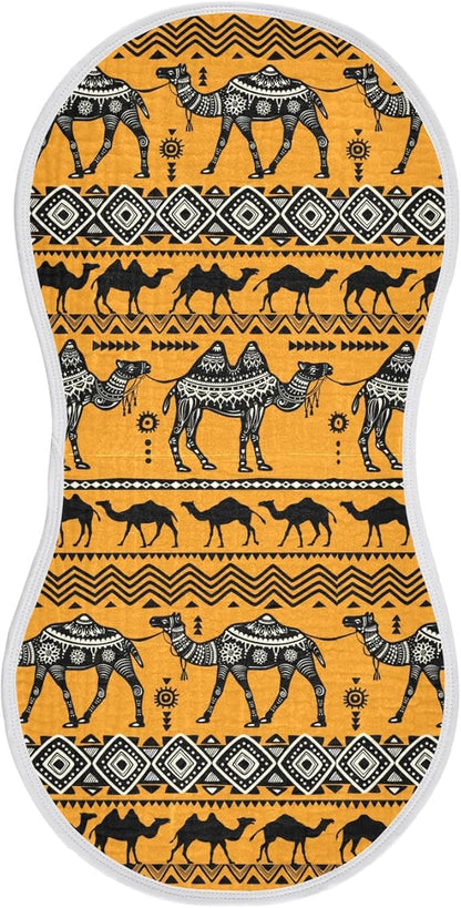 vvfelixl Burp Cloths Camel in Tribal Floral Pattern for Baby Boy Girls Baby Washcloths Burp Rags 1 Pack