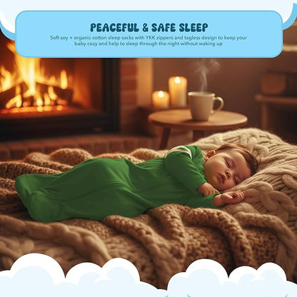 Babysoy Long Sleeve Wearable Blanket Sleep Sack, Infant to Toddler Sleeping Bag, Choose from size 0-24 Months