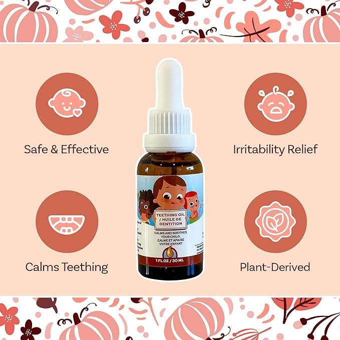 Punkin Butt - Natural Herbal Teething Oil for Babies - Daily Use Soothing Relief Drops | Baby, Infant, Toddler Gum & Tooth Relief | Organic Chamomile, Clove & Peppermint Infusion - 1oz with Dropper
