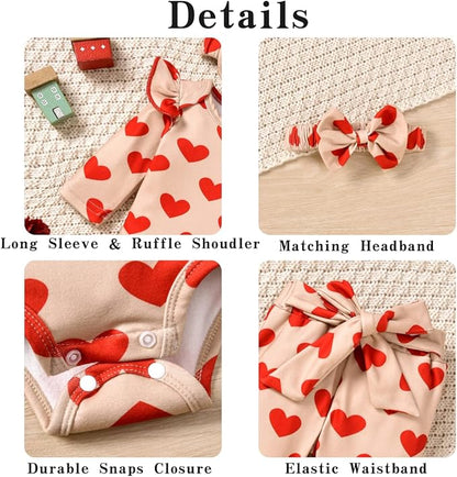 Aalizzwell Preemie Newborn Infant Baby Girls Clothes Ribbed Romper Bodysuit Pants Set Fall Winter Outfits