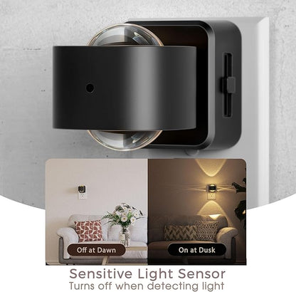 Briignite Night Light Projector, LED Night Lights Plug into Wall, 180° Rotating Night Light for Kids, Dusk to Dawn Sensor, 0-150LM Dimmable, Warm White Ambient Lighting for Bathroom, Gifts