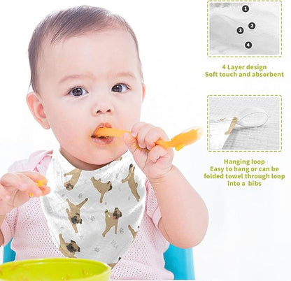 vvfelixl Baby Cotton Washcloths Pug Dog Infants Bath Towel for Unisex Face Towels for Newborn, Natural Baby Wipes Delicate Skin, 11.8 X 11.8 inch, one sizex5