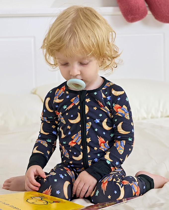 Bamboo Viscose Baby Convertible Footie Pajama, Zipper Pajamas for Baby Boys & Girls, Sleep & Play Footed Pjs