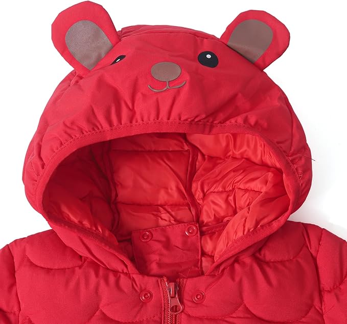 Toddler Winter Coats Puffer Padded Jacket Baby Boys Girls Bear Hoods Down Jacket Light Weight Infant Outerwear