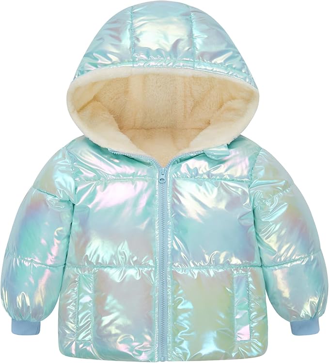 UNICOMIDEA Baby Girl Winter Coat Laser Toddler Jackets Warm Down Outerwear with Hooded for 12M-5T