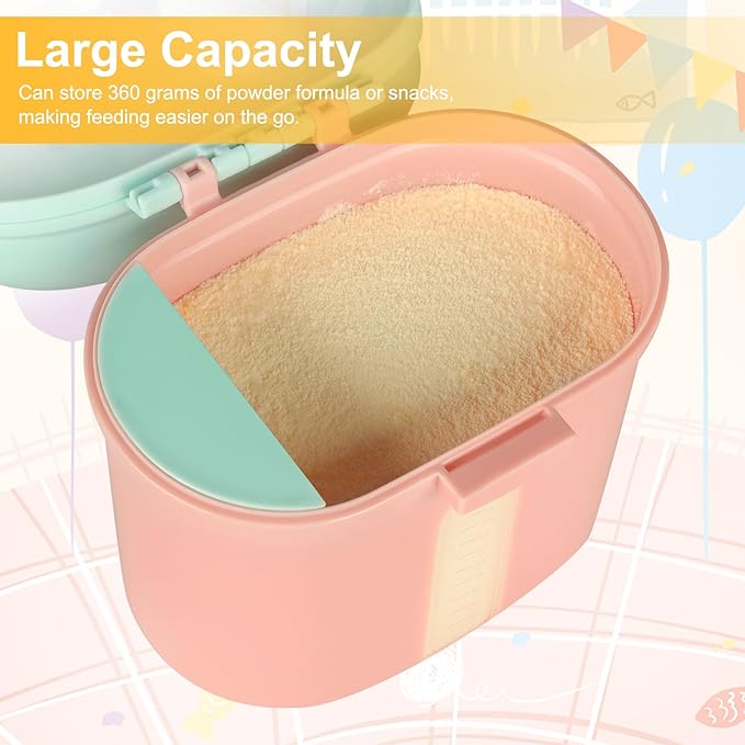 Accmor Baby Formula Dispenser On The Go, Portable Milk Powder Formula Dispenser with Scoop,Formula Containers for Travel Hold 12.7oz/360g Formula, Pink