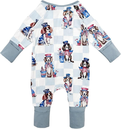 Bow Dream Bamboo Rayon Baby Boy Romper Footed Long Sleeve Footies Newborn Girl Clothes Footless with Zipper and Mitten Cuffs