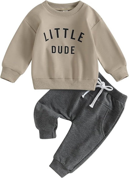 Murnouche Toddler Baby Boy Fall Winter Outfits Letter Crewneck Sweatshirt Casual Pants 2Pcs Clothes Set