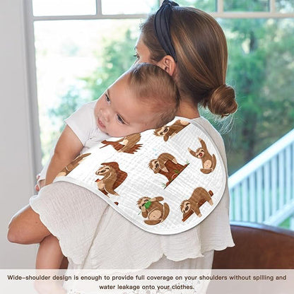 vvfelixl Muslin Burp Cloths Sleeping Sloth Baby Washcloths for Baby Girl Boys 2 Pack