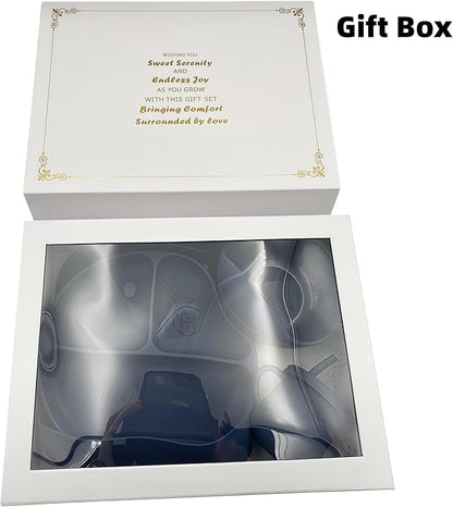 Personalized Name Food Grade 6pcs Baby Feeding Set with Spoon, Fork,Silicone Suction Bowls,Cup,Plate,and bib BPA Free - First Stage Self Feed (Color Dark Gray Y10)