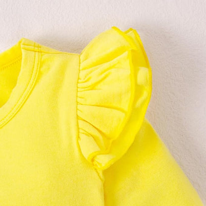 Magic Park 0-24M Infant Girl Romper Baby Girls Solid Color Bodysuit Toddler Ruffle Jumpsuit Shirts Casual Tops Baptism Shirt