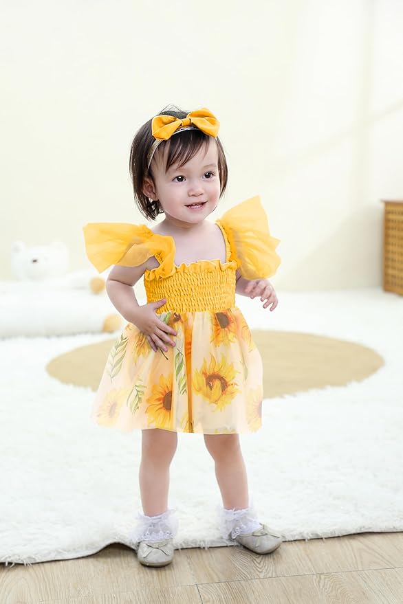 Baby Girl Clothes Infant Tulle Romper Ruffe Sleeveless Bodysuit Baby Girl Outfits Infant Girl Dress 0-18M