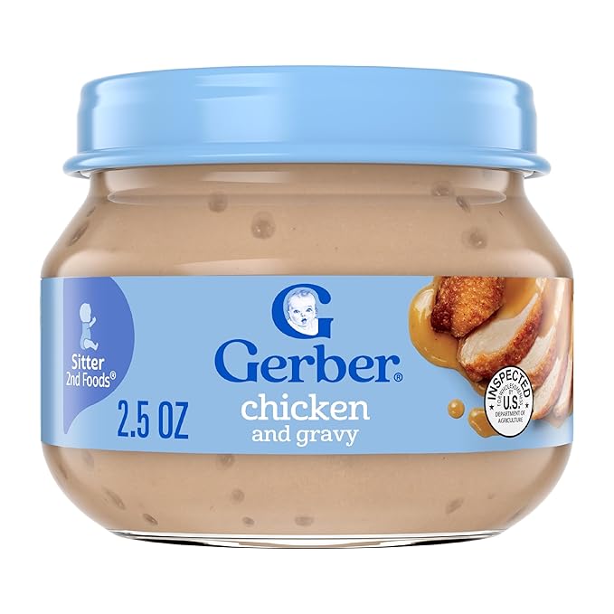 Gerber Stage 2, Chicken and Gravy Jar, Baby Food, Mealtime Poultry Puree