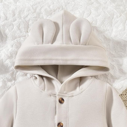 Unisex Baby Hooded Jumpsuit Infant Boy Girl Long Sleeves Romper Fall Winter Spring Outfits Preemie-18 Months