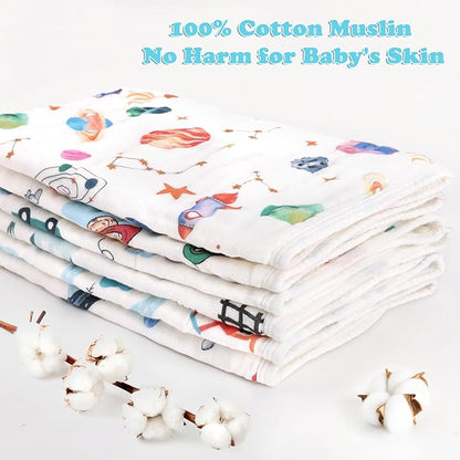 Baby Burp Cloths Muslin Washcloths 6 Pack Muslin Burp Cloths 100% Cotton Large 20''x12'' Soft 6 Layers Baby Burp Rags for Boys Girls Baby Essentials for Newborn Gift Machine Washable