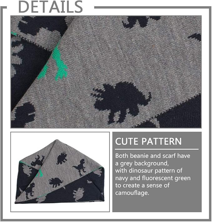 JANGANNSA Knitted Baby Hat Scarf Set Winter Warm Boys Girls Beanie Fleece Lining Toddler Kids Hats with Pompom