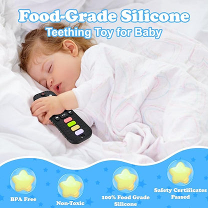 Baby Silicone Teething Toys, Simulation TV Remote Control Shape Teether Toys for Toddlers 3-18 Months, Boys Girls Baby Teething Toys, Babies Chew Toys, Freezer BPA Free