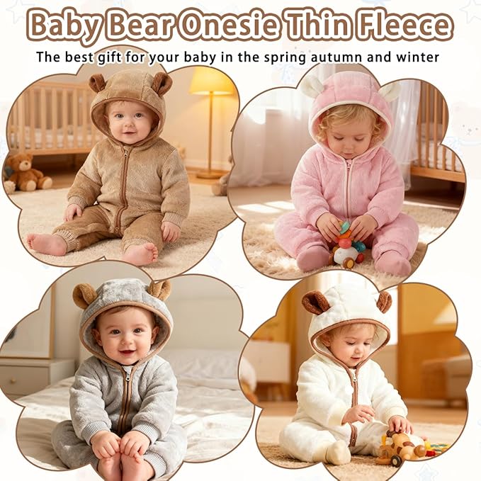 Fairy Baby Newborn Baby Bear Outfit Suit Thin Fleece Jumpsuit Romper Hooded Winter Clothes Snowsuit Coat Infant Girls Boys