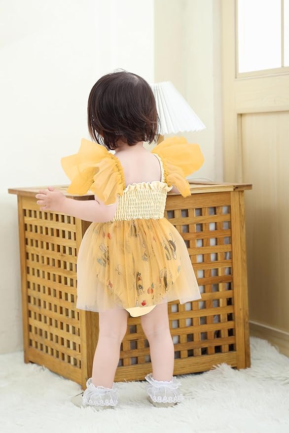 Baby Girl Clothes Infant Tulle Romper Ruffe Sleeveless Bodysuit Baby Girl Outfits Infant Girl Dress 0-18M