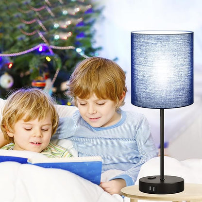 Lynnoland 2 Pack Touch Control Table Lamps with 2 USB & AC Outlet, 3-Way Dimmable Bedside Nightstand Lamps for Bedroom Living Room Nursery, 800 Lumens 5000K Daylight Bulbs Included