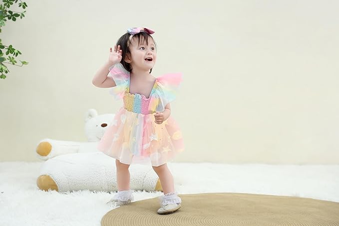 Baby Girl Clothes Infant Tulle Romper Ruffe Sleeveless Bodysuit Baby Girl Outfits Infant Girl Dress 0-18M