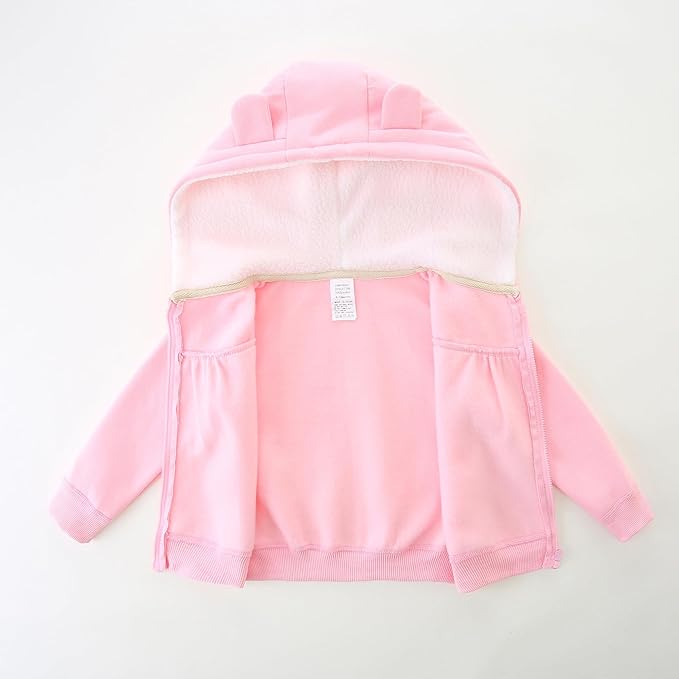 Baby Boy Girl Clothes Zip-Up Hoodies with Sherpa Lining Spring Fall Outerwear Coat