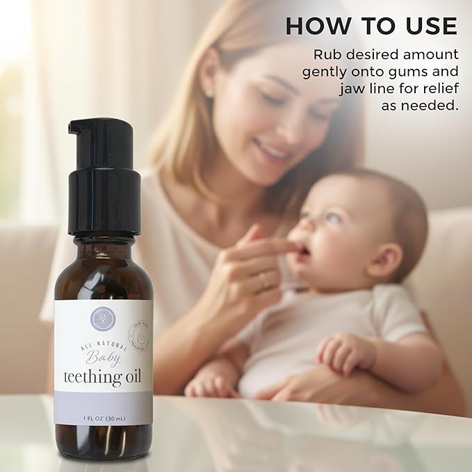 Rowe Casa Organics Baby Teething Oil, Natural Baby Teething Relief with Chamomile and Copaiba, Naturally Relieving and Soothing to Help Ease Discomfort, 1 Fl Oz