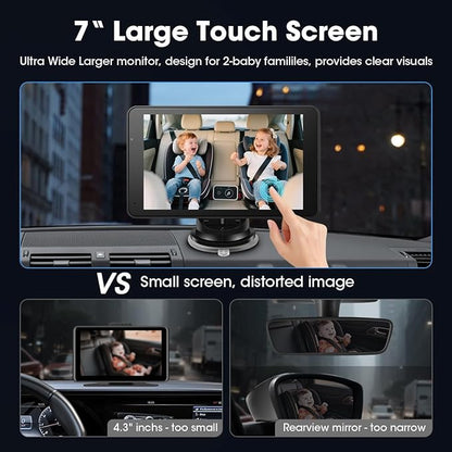 7" Baby Car Camera AHD 1080P Baby Monitor with CarPlay & Android Auto, Ultra Night Vision Car Camera for Baby w 150° Wide Angle Invisible Infrared Lights, Alternative to Rear Facing Mirrors