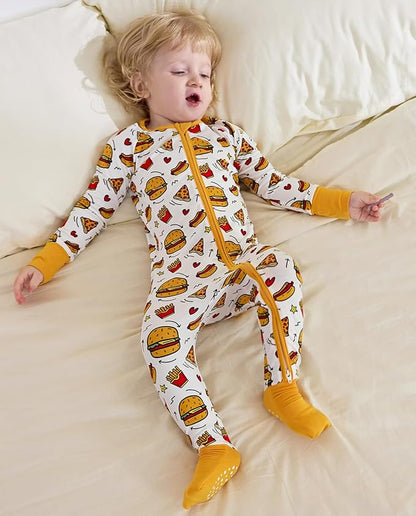 Bamboo Viscose Baby Convertible Footie Pajama, Zipper Pajamas for Baby Boys & Girls, Sleep & Play Footed Pjs
