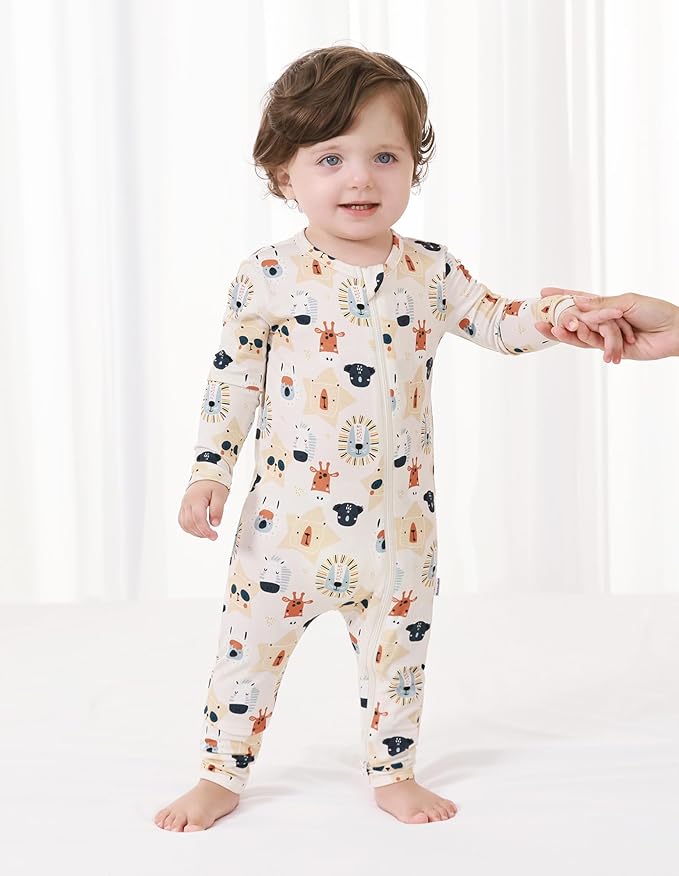 Baby Zippered Rompers Newborn Pajamas Sleepers Long Sleeve Jumpsuits Infant Zipper Romper-Viscose from Bamboo
