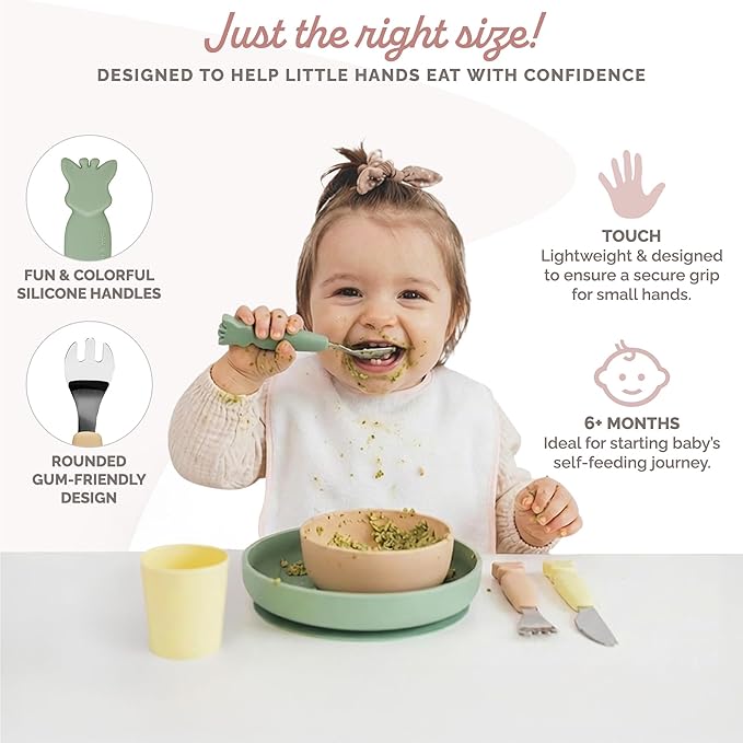 Sophie la girafe Cutlery Set | Easy to Grip | Includes Fork, Knife with Round Tip & Spoon | Ideal for Baby's First Meals