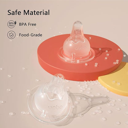 YOHKOH Natural Glass Baby Bottle with Level 2 Medium Flow Nipple, Newborn Anti-Colic Baby Bottles, Wide Neck Mushroom Baby Glass Bottle (8.8ounce (Pack of 2), Yellow2)