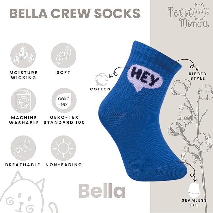Bella Baby & Toddler Seamless-Toe Turkish Cotton Crew Socks (6-Pack)