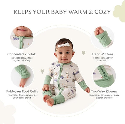 Bamboo Little Ultra-Soft Convertible Baby Romper - Gender Neutral Infant Clothes with 2-Way Zipper, Footless Sleepwear