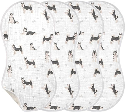 vvfelixl Baby Burp Cloths Alaskan Malamute Dog Baby Newborn Cotton Burping Cloths Set Baby Washcloths 4 Pack