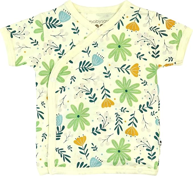 Babysoy Unisex Baby Toddler Short Sleeve Wrap Around Kimono Tee Shirt