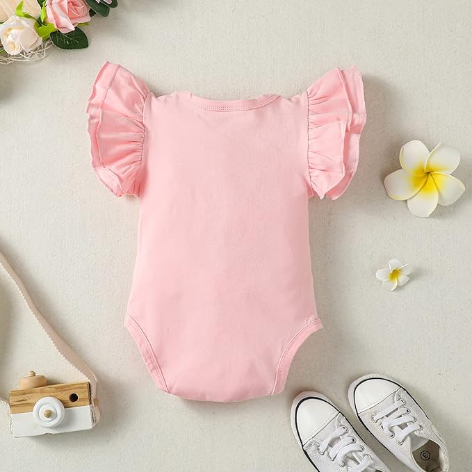 Baby Girl Solid Color Romper Infant Ruffle Sleeve Bodysuit One Piece Outfit Toddler Jumpsuit clothes