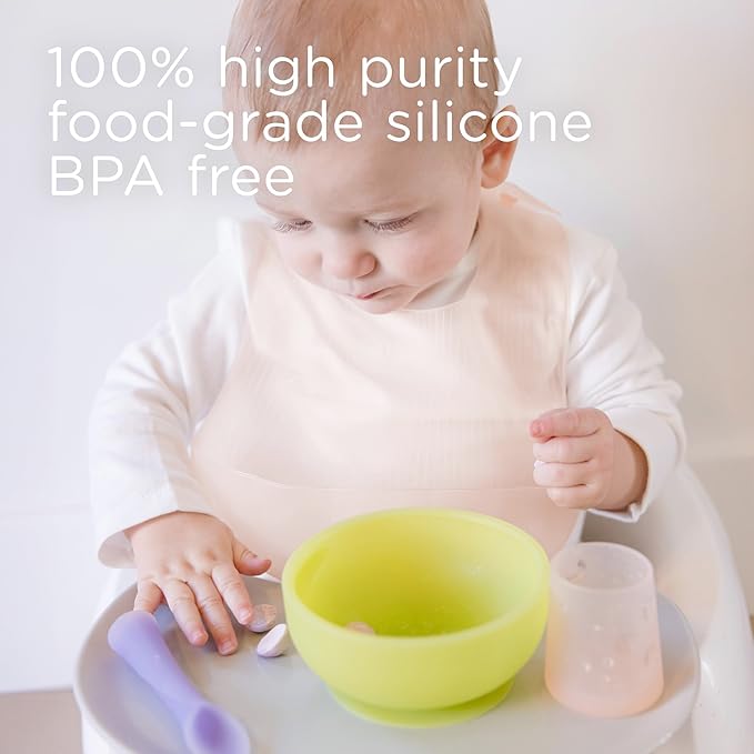 Olababy Fold N Go Silicone Baby Bib w Travel Case | Lightweight Design Eases Pressure Bruising for Infants & Toddlers