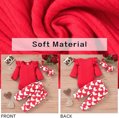 Aalizzwell Preemie Newborn Infant Baby Girls Clothes Ribbed Romper Bodysuit Pants Set Fall Winter Outfits