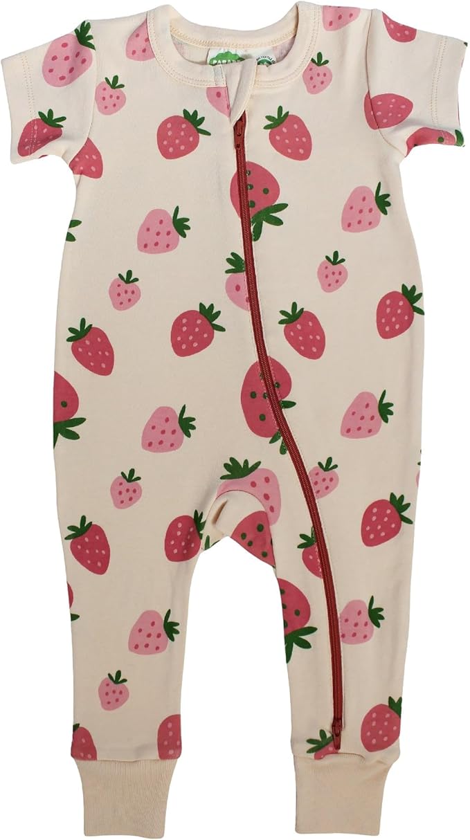 PARADE Organic Signature Print '2-Way' Zip Romper - Short Sleeve