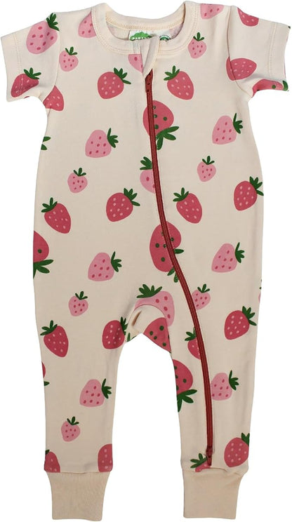 PARADE Organic Signature Print '2-Way' Zip Romper - Short Sleeve