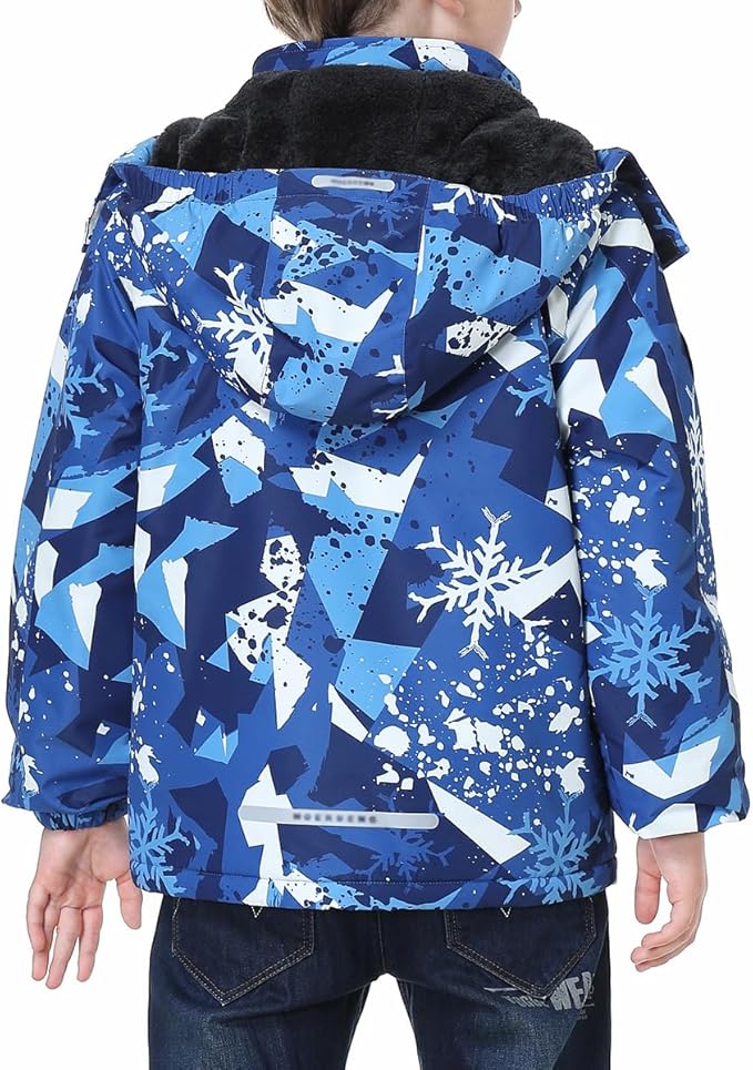 Kid's Ski Jacket Waterproof Winter Coat Boy's and Girl's Fleece Snowboarding Jackets with Detachable Hood