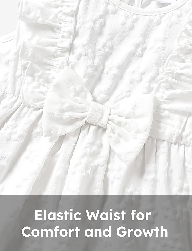 PATPAT Toddler Baby Girls Summer Dresses Spring Clothes Flower Sundress Ruffle Sleeve Bowknot 3-24 Months