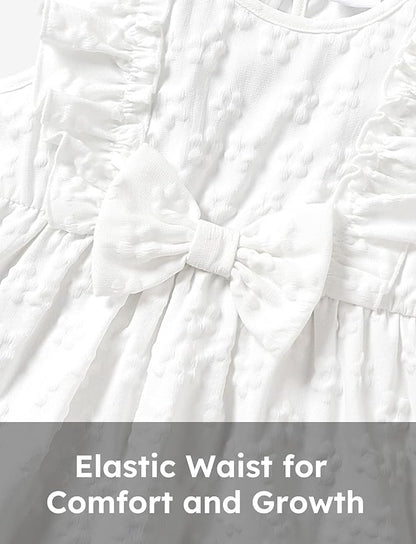 PATPAT Toddler Baby Girls Summer Dresses Spring Clothes Flower Sundress Ruffle Sleeve Bowknot 3-24 Months